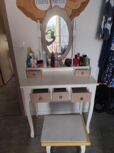 Coiffeuse blanc beige - coiffeuse, avec