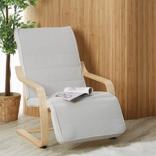 Fauteuil Relax Repose Pieds Côtelé Gris Chaise Relaxant Salon Bois Homestyle4u