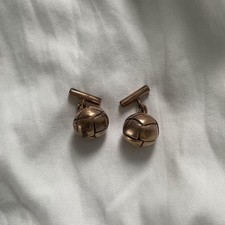 HERMES Cufflinks Bronze Brown Ball Chain French Unisex Vintage