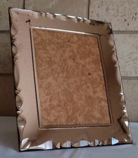 ANCIEN CADRE PHOTO À POSER MIROIR BISEAUTÉ ROSE/ORANGÉ - ANNÉES 5O - 33 x 27 cm 