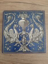 OLD LARGE EARTHENWARE TILE - CREIL MONTEREAU 