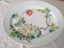 PLAT OVALE PORCELAINE DE LIMOGES HAVILAND SIN HAÏ DÉCOR CHINOIS FLEURS CÉLADON