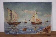 Set of 2 Marine Paintings Sailboats Signed H Dufaut