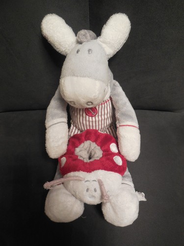 Doudou peluche âne gris - peluche,