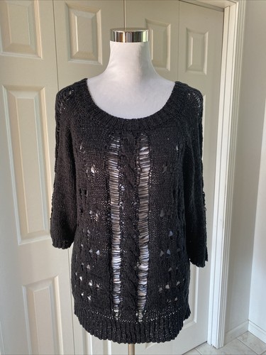 Bebe black open knit crochet - bebe,