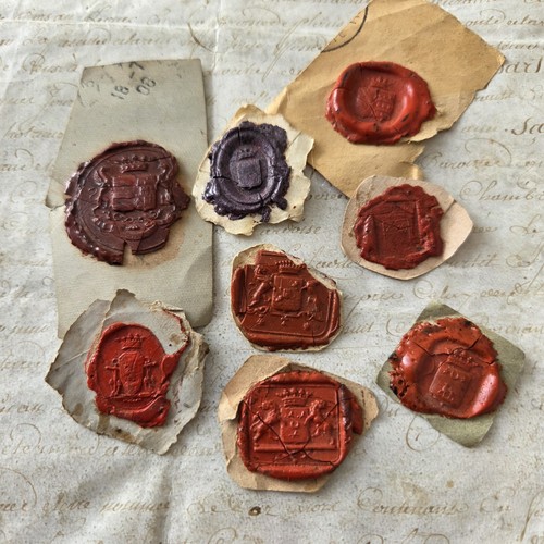 Lot cachets anciens cire - en,