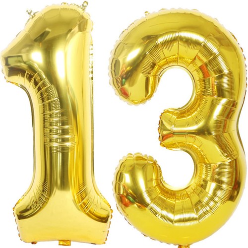 Ballons chiffre dorés - 13,