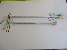 2 Vintage Twirling Batons Chrome Rubber 21.5" & 27.5" Majorette 1960's