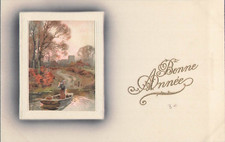 CP ILLUSTRATED GILDING GOOD YEAR FRAME RELIEF WOMAN IN BOAT - 26834