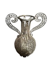 vase chinois ancien Filigrane Argenté  Atelier Suhai-10 Cms Vintage Decoration
