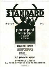 Publicité ancienne automobile Standard motor oil 1928 issue de magazine