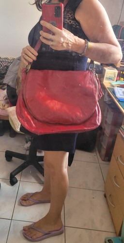 Sac besace cuir rouge - besace,