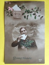 Old postcard FANTASY GOOD YEAR 1914 to QUEVY Agapithe de QUAREGNON Belgian stamp