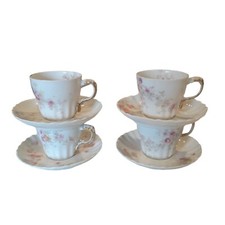 4 Antique Haviland Limoges France Demitasse and Saucer  Schleiger 