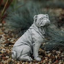 Bulldog anglais chien bully figurine en pierre H.32 cm 10 kg béton blanc rési...