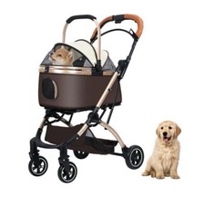 Poussette Pliante 2-en-1 Chien Chat 4 Roues Pivotantes 360° Panier Réversible
