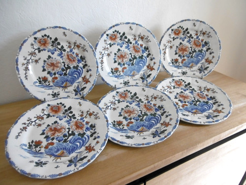 Six assiettes plates faience - assiettes,