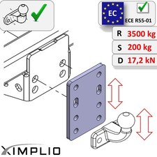 Plaque de rehausse boule d'attelage (entraxe 90mm) (Réglable de hauteur) 4x45 mm