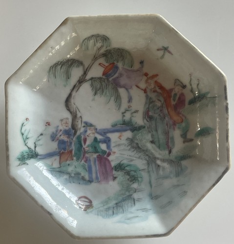 Famille rose bowl cup - rose, plate