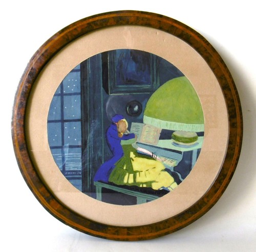 Gouache tondo scene - en,