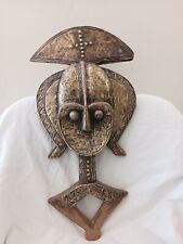 Ancient, African Tribal Kota,reliquary Figure,wood copper Brass Gabon  22×10×5