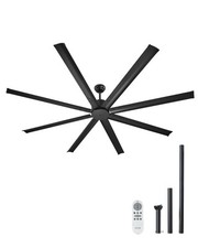 VEVOR Ventilateur de Plafond Aluminium 214 cm avec Télécommande Moteur CC Noir