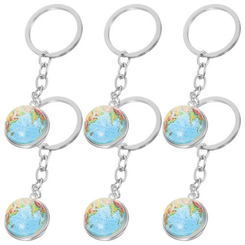 6pcs earth globe keychains - 6pcs,
