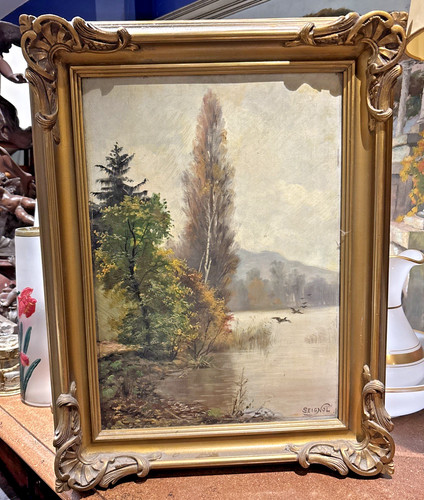 Ancien tableau huile sur bois - tableau,