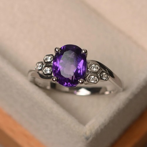 Bague améthyste violette - bague, en