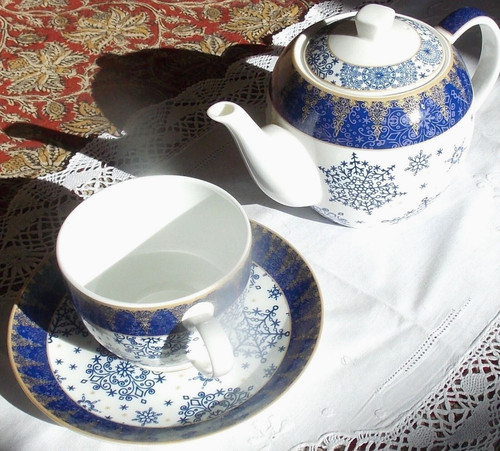 Theiere tasse soucoupe bleu - soucoupe,