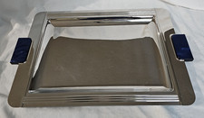 Couzon France Acier Inox 18/10 Tray Blue Pearlized Handles 24"x15.5" Art Deco VG