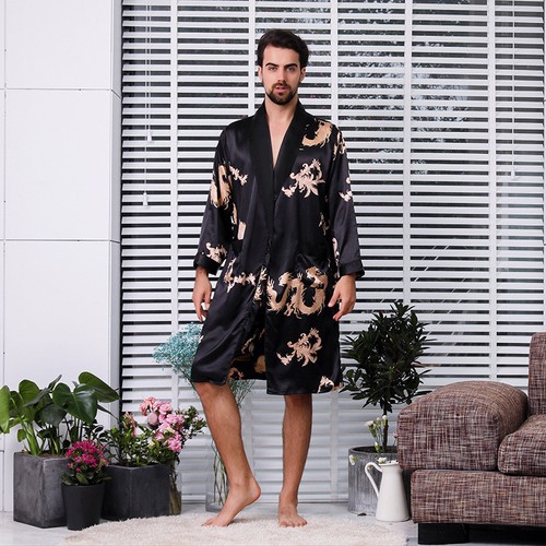 Hommes kimono peignoir satin - kimono,