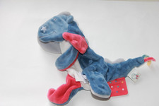 DOUDOU PLAT NOUKIES DRAGON VICTOR BLEU ROUGE BLANC 25CM  - état neuf