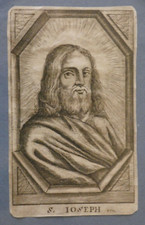 image pieuse vignette XVIIIe saint joseph avec texte au verso