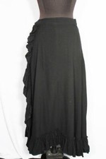 Robe Flamenco Vintage Française RARE En Crêpe Noir Des Années 1960 26" Taille