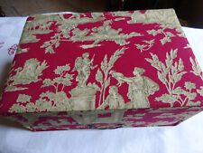 Antique Toile de Jouy work box 1 drawer with handle good condition