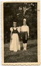 Portrait young boy girl carnival costume - old photo - year. 1950