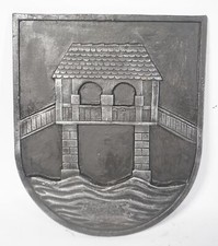 Vintage Cast Iron Wall Plaque Bridge Pattern Tower Limes #1