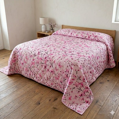 Couvre lit matelassé fleuri - couvre-lit,