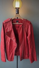 Veste Rouge Orangé En Cuir