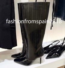 ZARA NEW WOMAN ENGRAVED HEELED BOOTS BLACK 35-42  1019/610/800