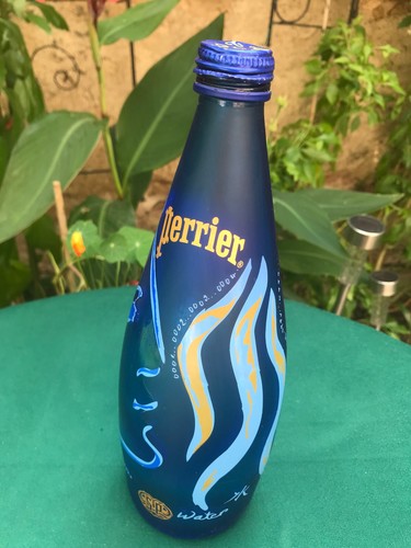 Bouteille verre perrier bleue - verre,