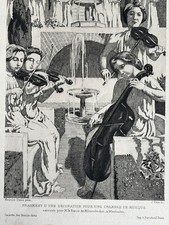 Maurice Denis Engraving Eau Forte Etching Concerto Violin Cello Music