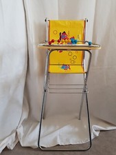 Vintage ancienne Chaise haute de poupée années 70 Pliable Métal Avec Boulier