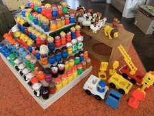 Vintage Fisher Price Little People Wood & Plastic Figures Lot Of over 120Pieces