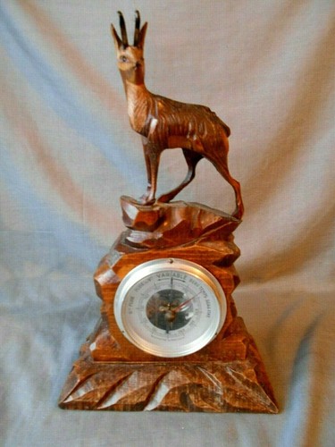 Barometre vintage bois sculpte - barometre,