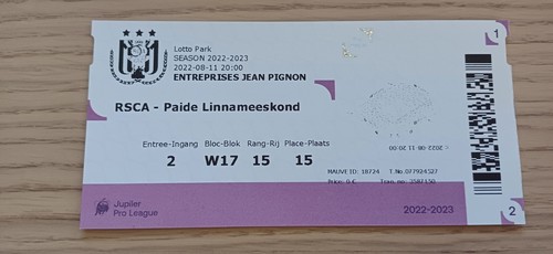 Ticket 2023 rsc anderlecht - rsc, vs
