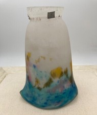 Muller Freres ~ LUNEVILLE TULIP LAMP SHADE ~ Blue Pink Antique French Art Glass