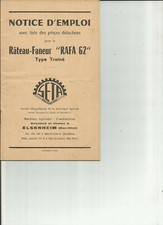 SETA - 67 ELSENHEIM - RATEAU FANEUR RAFA 62A / notice emploi entretien 