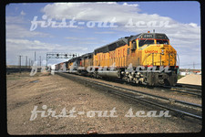 F Original Slide - Union Pacific UP 6905 DD-40 Action w/ Freight Cheyenne 1971
